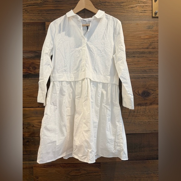 English Factory White Pleated Mini Dress with Cuffed Sleeves - Picture 5 of 8